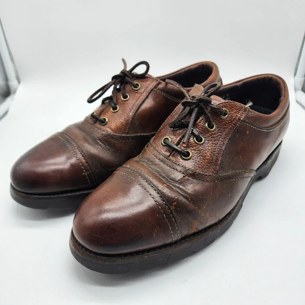 Allen Edmonds Comfort Casuals Cap Toe Derby Shoes Men 8.5 D Brown Leather USA